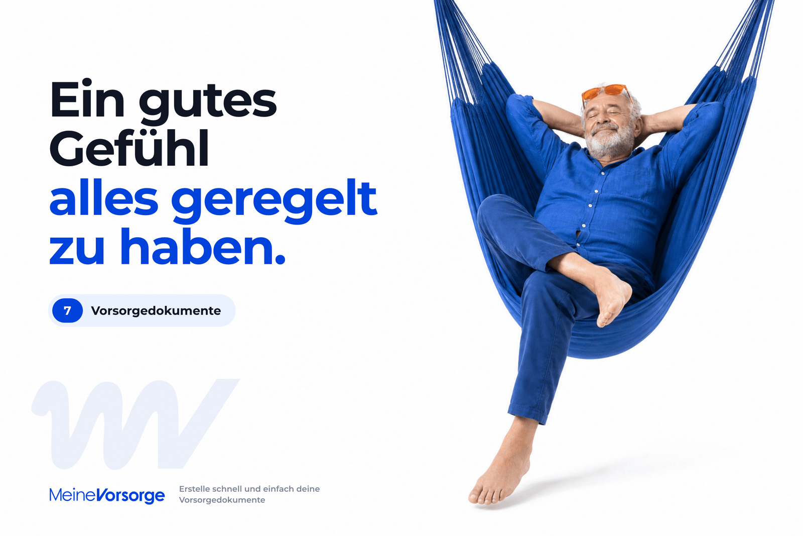 Ein gutes Gefühl, alles geregelt zu haben. Mann entspannt in einer Hängematte.